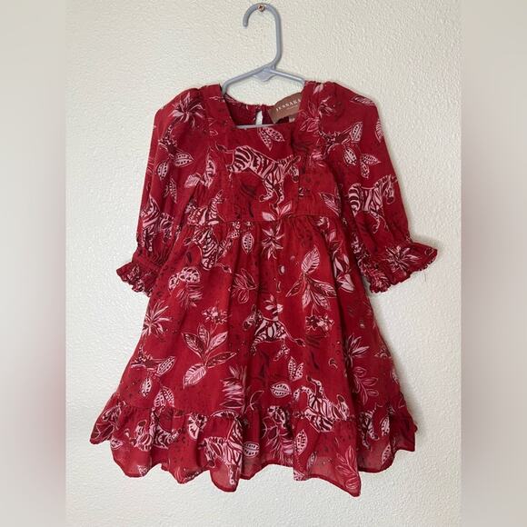 JessaKae Meri red zebra palm tree smocked dress 12-18months - Picture 1 of 7